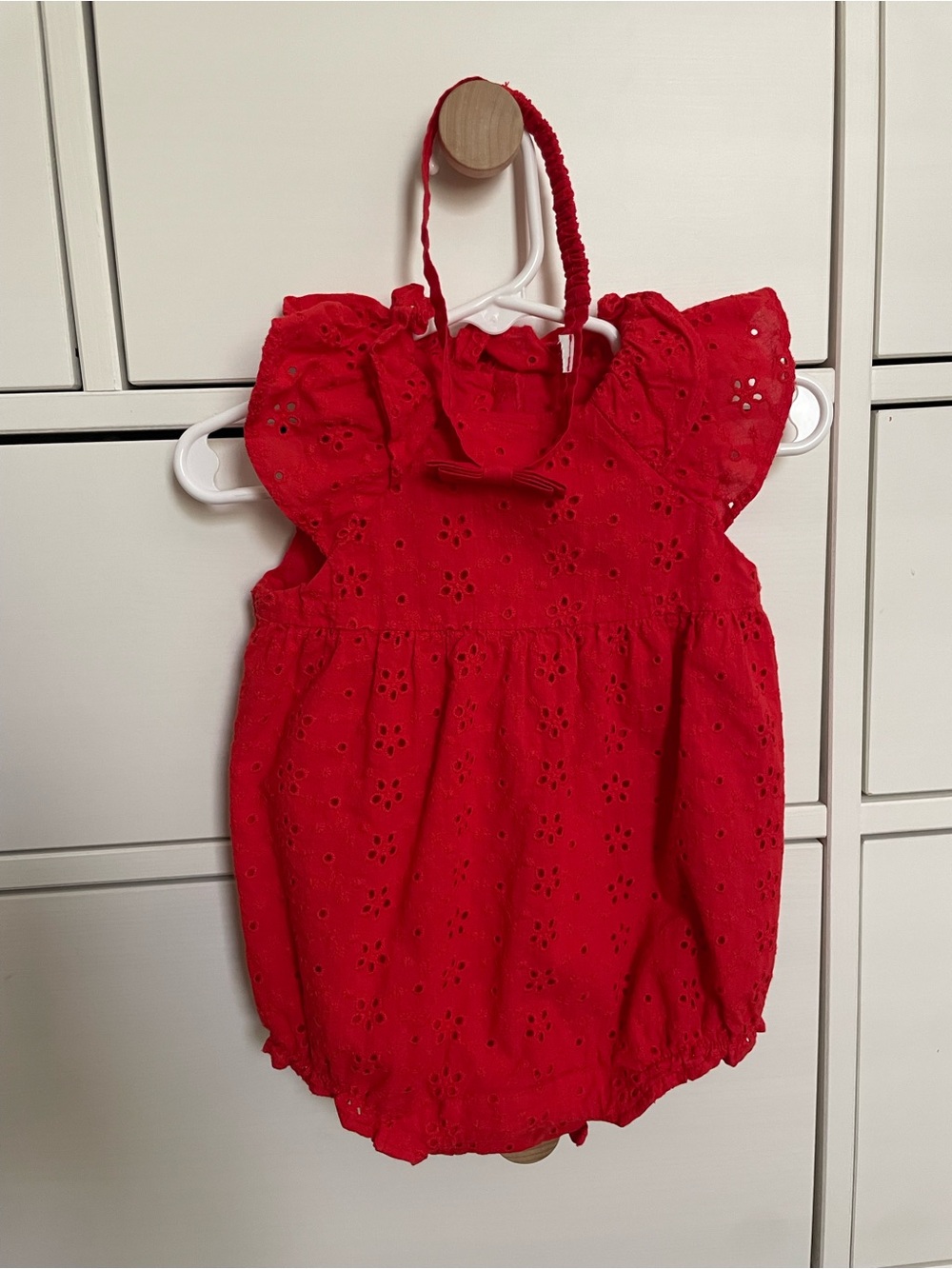 Janie and Jack Red Eyelet Bubble Romper